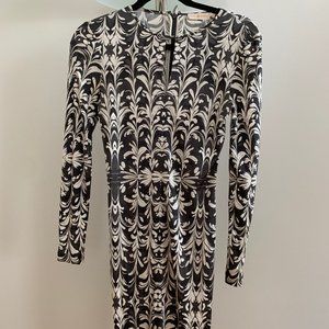 Tory Burch Silk Paisley Midi Dress Keyhole Neck